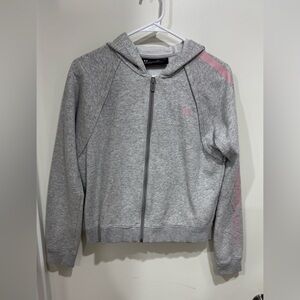 Under Armour Gray Front Zip Hoodie with Pink Details size S